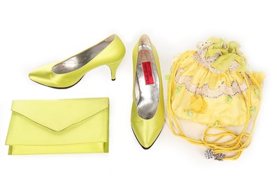 Lot 43 - A bespoke embellished lime-green organza dress,...