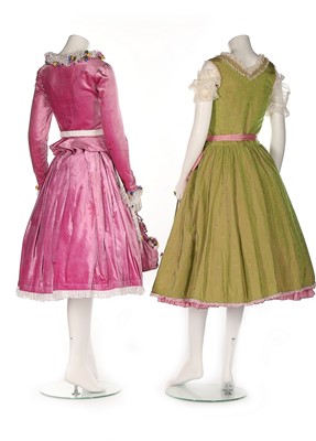 Lot 43 - A bespoke embellished lime-green organza dress,...