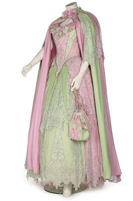 Lot 46 - A bespoke pink and green chiffon evening...