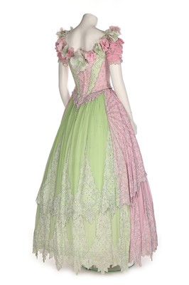 Lot 46 - A bespoke pink and green chiffon evening...