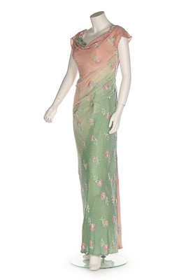 Lot 46 - A bespoke pink and green chiffon evening...