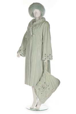 Lot 54 - A mint-green rabbit fur coat, 1990s,...