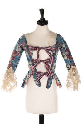 Lot 71 - A caraco bodice of early 1760s brocade, French,...