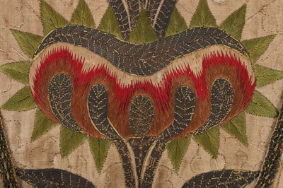 Lot 65 - An embroidered stomacher, English, circa 1710,...