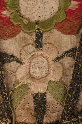 Lot 65 - An embroidered stomacher, English, circa 1710,...