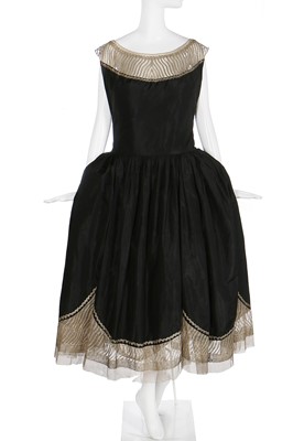 Lot 67 - A Jeanne Lanvin haute couture black taffeta robe de style, French, Summer 1925