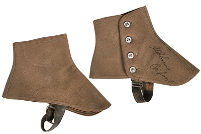 Lot 46 - A rare pair of spats autographed by Al (Scarface) Capone, 1920s