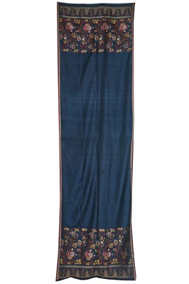 Lot 36 - A Spitalfields peacock-blue silk stole, 1810-20