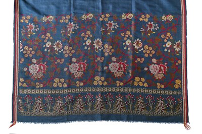 Lot 36 - A Spitalfields peacock-blue silk stole, 1810-20