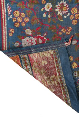 Lot 36 - A Spitalfields peacock-blue silk stole, 1810-20