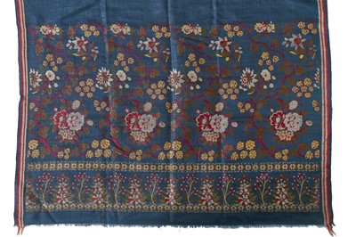Lot 36 - A Spitalfields peacock-blue silk stole, 1810-20