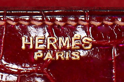 Lot 2 - An Hermès cherry-red crocodile sac chaine d'ancre, late 1950s-early 1960s