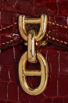 Lot 2 - An Hermès cherry-red crocodile sac chaine d'ancre, late 1950s-early 1960s