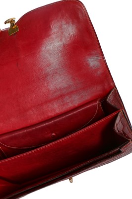 Lot 2 - An Hermès cherry-red crocodile sac chaine d'ancre, late 1950s-early 1960s
