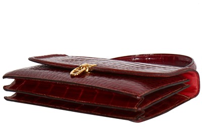 Lot 2 - An Hermès cherry-red crocodile sac chaine d'ancre, late 1950s-early 1960s