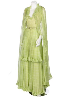 Lot 166 - A Valentino Garavani couture lime chiffon polka-dot dress, 1972