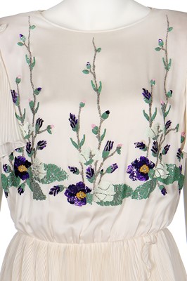 Lot 179 - A Valentino Garavani couture sequined ivory silk evening gown, circa 1983