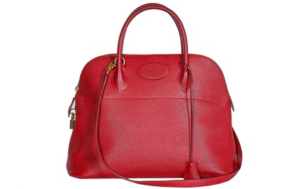 Lot 3 - An Hermès cherry-red epsom leather Bolide bag, 1994