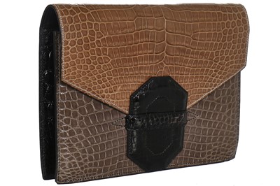 Lot 6 - A J.P Renard tri-colour crocodile clutch, early 1970s