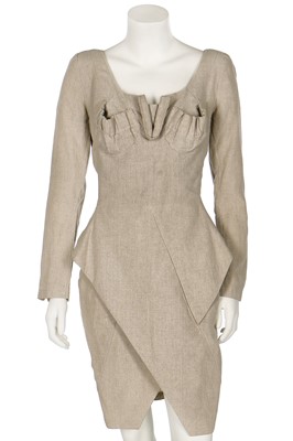 Lot 190 - A rare John Galliano linen 'Scissor-Pleat' dress, Fallen Angels collection, Spring-Summer 1986