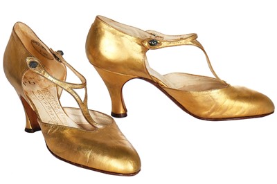 Lot 70 - A pair of Perugia gold leather shoes, circa 1925