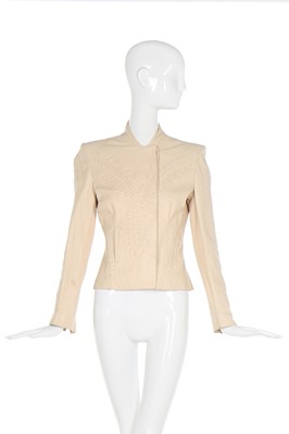 Lot 11 - An Alexander McQueen trapunto-quilted leather jacket, 'Number 13', Spring-Summer 1999