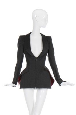 Lot 12 - Alexander McQueen fitted, bias-cut grey wool jacket, 'Joan', Autumn-Winter 1998-99