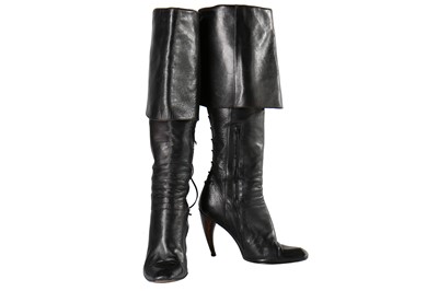 Lot 240 - Alexander McQueen pair of black leather Buccaneer boots, 'Irere', Spring-Summer 2003