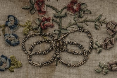 Lot 66 - A ribbon-worked purse, circa 1780, of ivory...