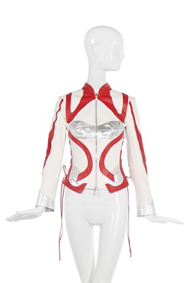 Lot 26 - Alexander McQueen panelled white leather jacket, 'Scanners', Autumn-Winter 2003-04