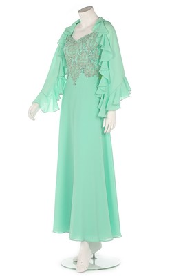 Lot 181 - Princess Margaret's pale jade green silk...