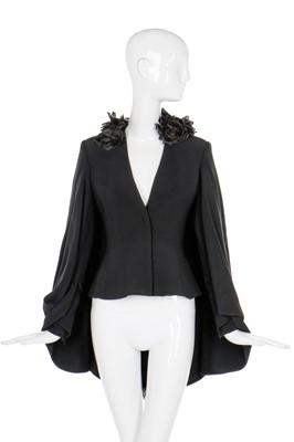 Lot 51 - Alexander McQueen black crêpe jacket with draped veil, 'Sarabande', Spring-Summer 2007