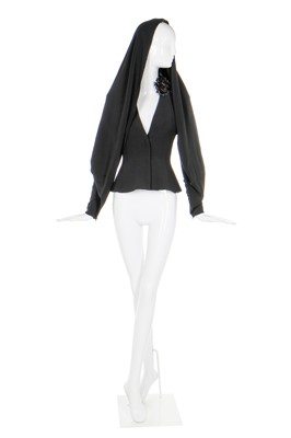 Lot 51 - Alexander McQueen black crêpe jacket with draped veil, 'Sarabande', Spring-Summer 2007
