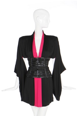 Lot 55 - Alexander McQueen short black crêpe kimono, 'La Dame Bleue', Spring-Summer 2008