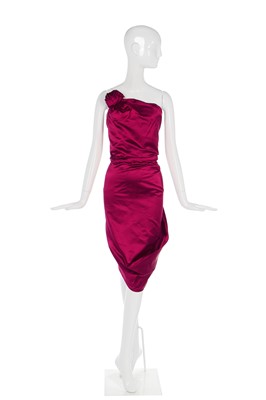 Lot 58 - Alexander McQueen fuchsia-pink satin cocktail dress, Resort 2008