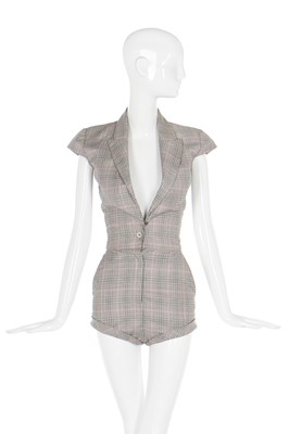 Lot 59 - Alexander McQueen Prince of Wales checked playsuit, 'La Dame Bleue', Spring-Summer 2008