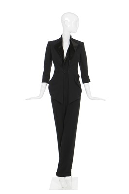 Lot 60 - Alexander McQueen black crêpe tuxedo jumpsuit ensemble, pre-Fall 2008