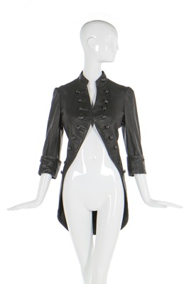 Lot 67 - Alexander McQueen black leather tailcoat, 'The Girl Who Lived in the Tree', Autumn-Winter 2008-09