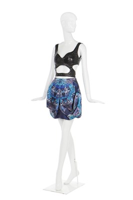 Lot 81 - Alexander McQueen rubberised silk skirt and black leather harness bodice, 'Plato's Atlantis', S/S 2010