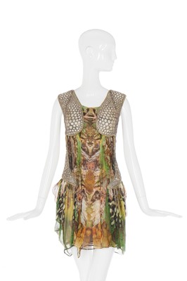 Lot 83 - Alexander McQueen printed organza and cutwork suede 'Moth' dress, 'Plato's Atlantis' collection, S/S 2010
