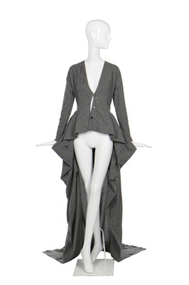 Lot 91 - Alexander McQueen unfinished grey tweed redingote for Annabelle Neilson, 2009 or early 2010