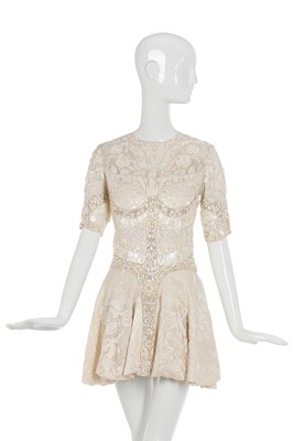 Lot 96 - Alexander McQueen by Sarah Burton beaded and embroidered ivory organza cocktail dress, S/S 2011