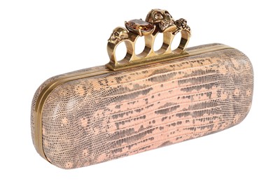 Lot 98 - Alexander McQueen by Sarah Burton pink and grey lizard knuckle-duster clutch, 2011