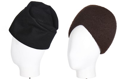 Lot 131 - A Balenciaga brown bouclé wool elongated cloche, 1967-68