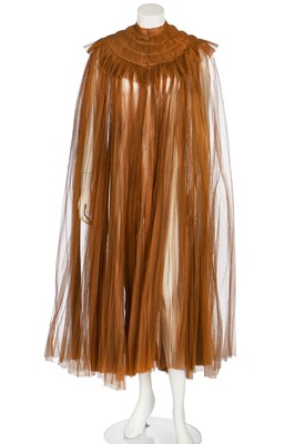 Lot 81 - A Callot Sœurs labelled cinnamon tulle evening cape, early 1930s