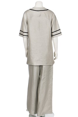 Lot 18 - A Chanel by Karl Lagerfeld linen baseball-style ensemble, probably 1984