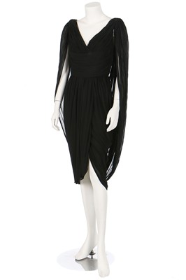 Lot 109 - A Halston pleated black jersey cocktail dress, 1970s