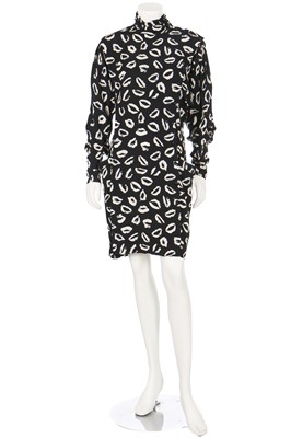 Lot 168 - Eight designer dresses, mainly velvet or printed, 1980s