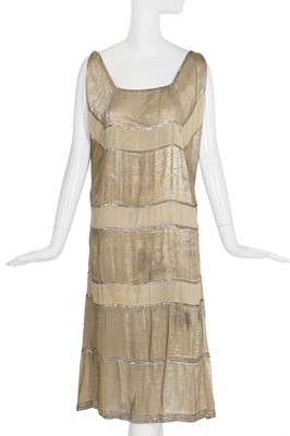 Lot 69 - A rare Madeleine Vionnet couture striped gold lamé cocktail dress, circa 1923