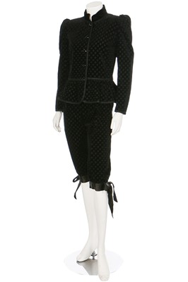Lot 171 - An Yves Saint Laurent embroidered velvet knickerbockers suit, Autumn-Winter 1982-83